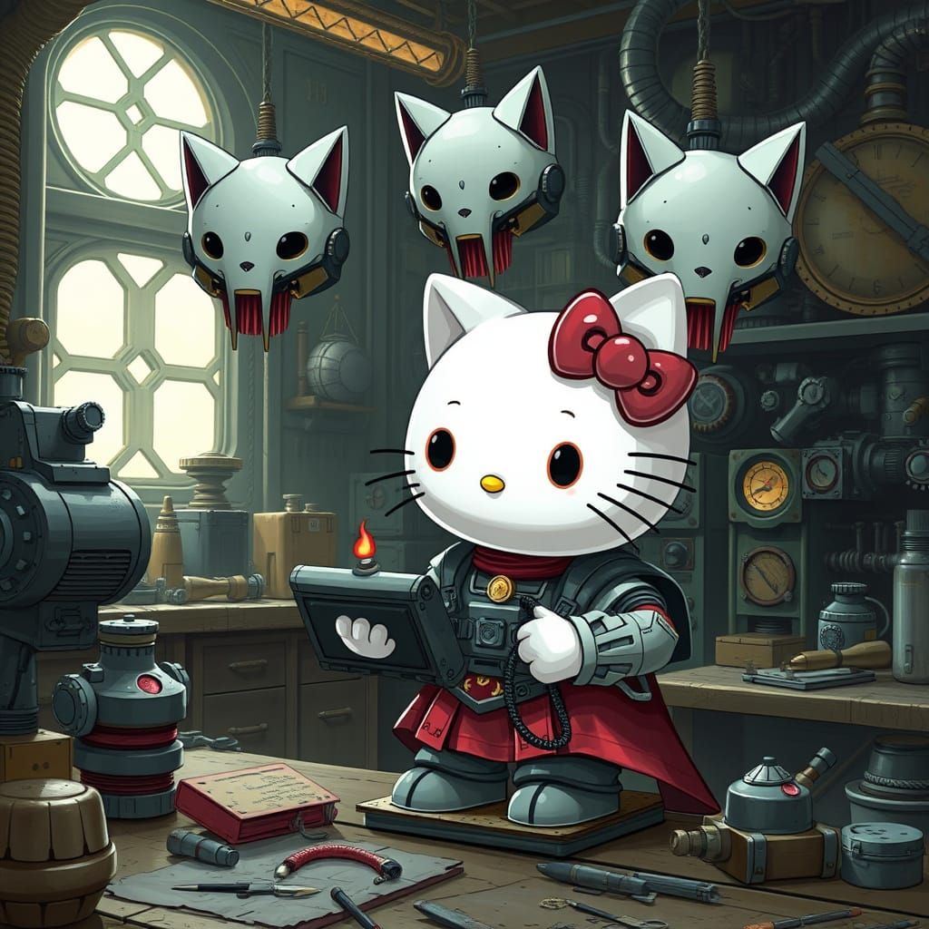 Warrior Tech Priestess Works in Gothic Workshop