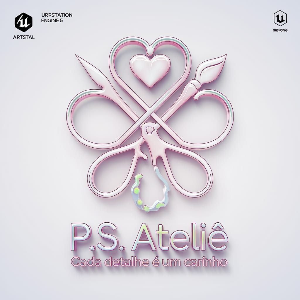 Minimalist 3D Logo Design with Brush and Heart