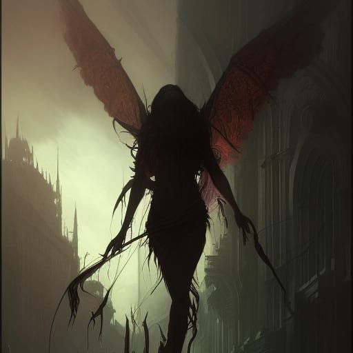 Hyperdetailed Half Demon in Art Nouveau Style