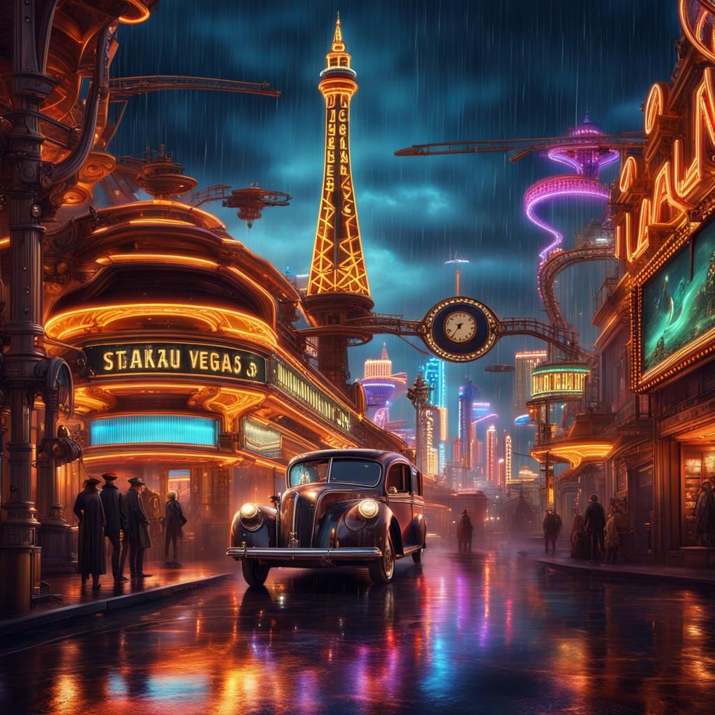 Steampunk Las Vegas Poster Art in Unreal Engine