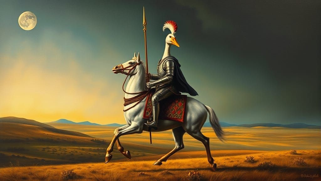 Knight Goose Riding Horse on Medieval Plains