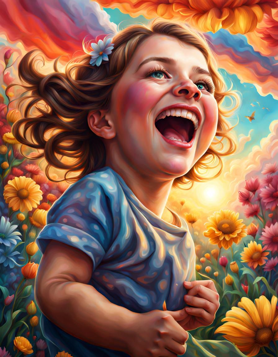 Hyperrealistic Sky Laughter in Dramatic Light