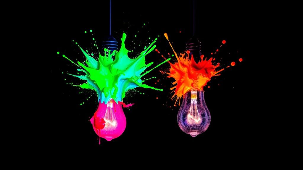 Vibrant Neon Splatters in Abstract Art