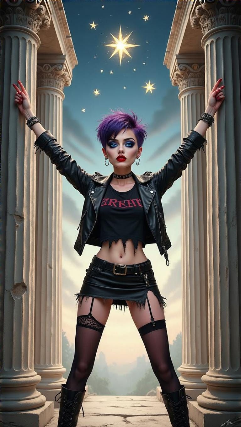 Punk Woman Reaches for Stars in Ash Thorp Style