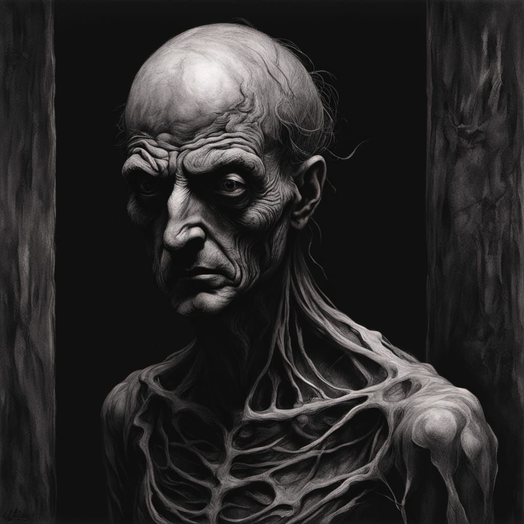 Dark Gothic Boogeyman Figure in Charcoal