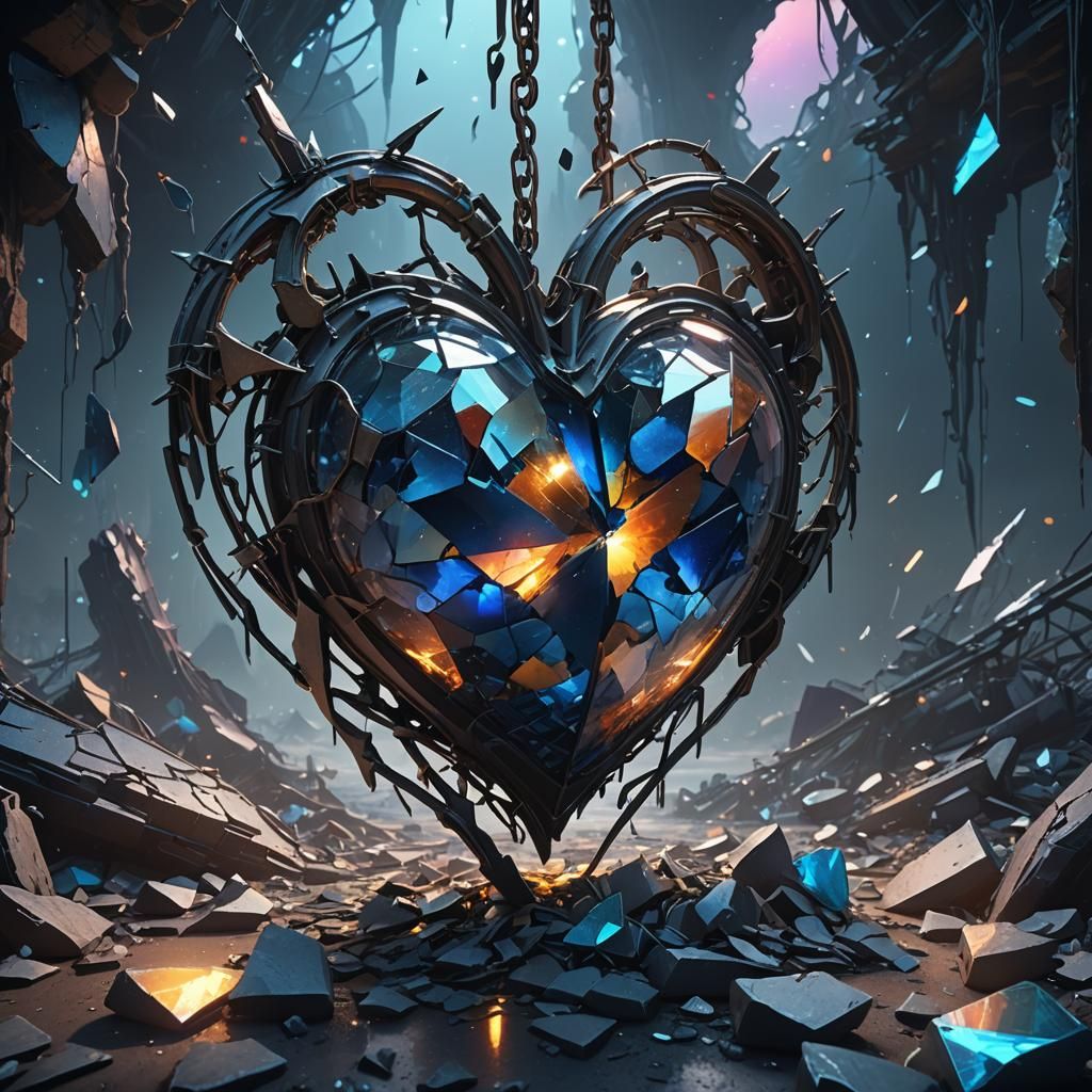 Broken Heart in Mystical Void: Fantasy Concept Art