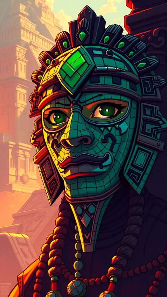 Mayan King K'inich Janaab' Pakal in Cel-Shaded Style
