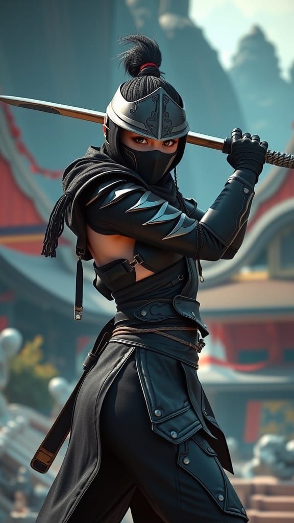Alluring Hightech Ninja Lady in Fantasy Concept Art