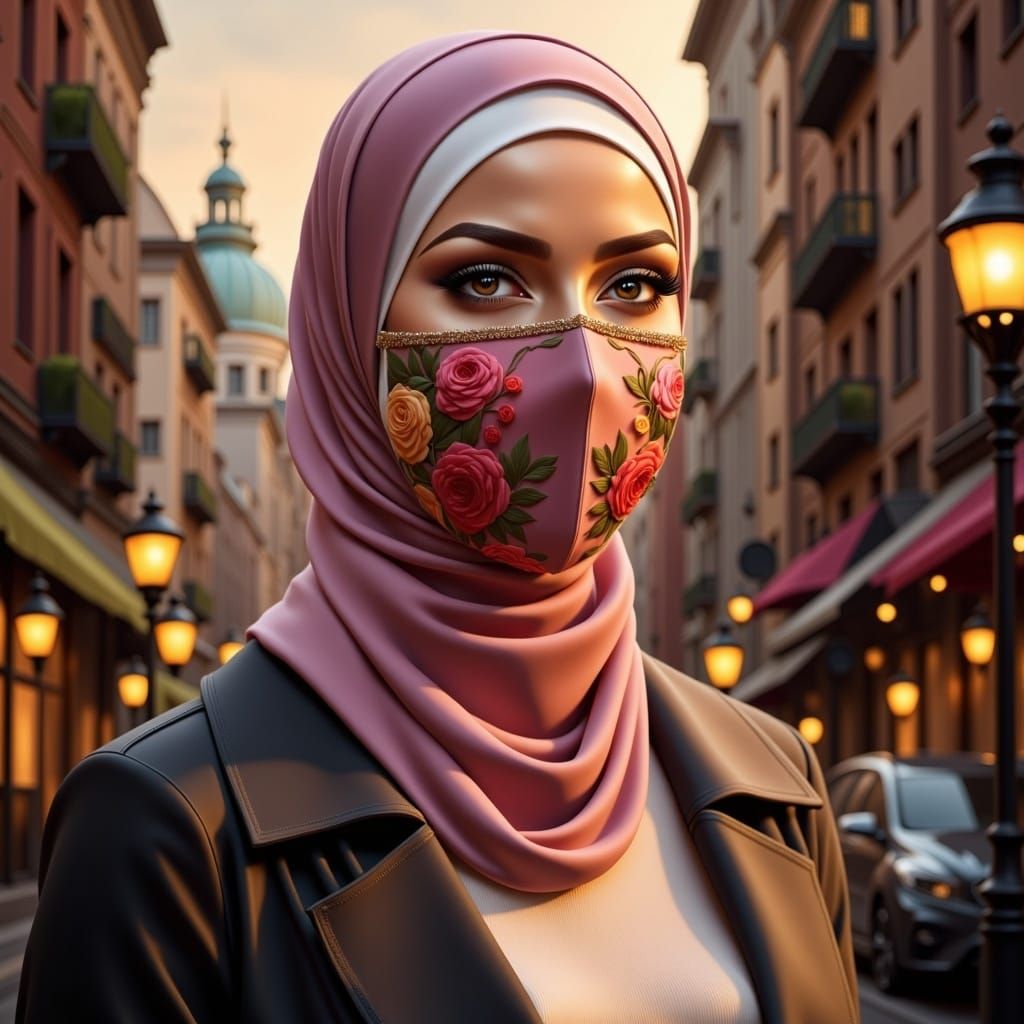 Lace Mask Portrait in Dutch Golden Age Style