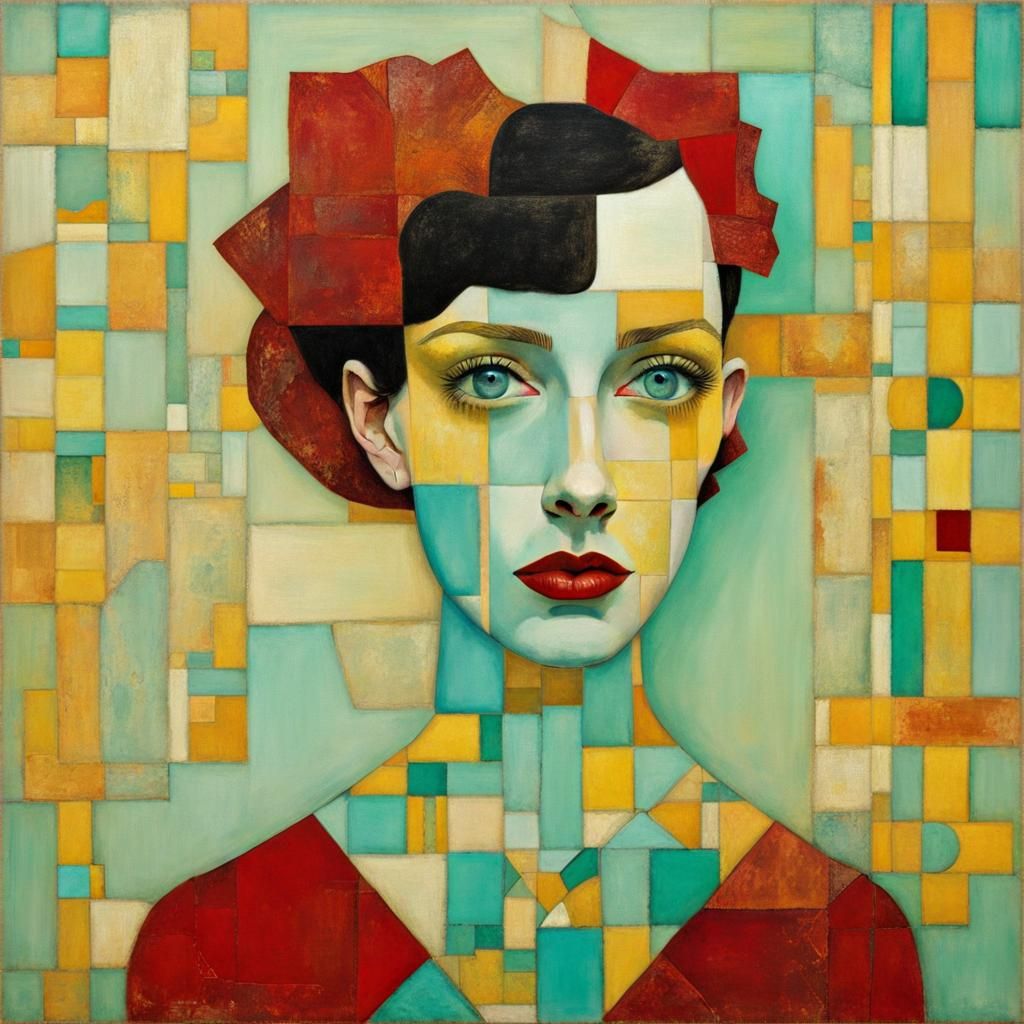 Anthropomorphic Woman in Art Deco Collage Style