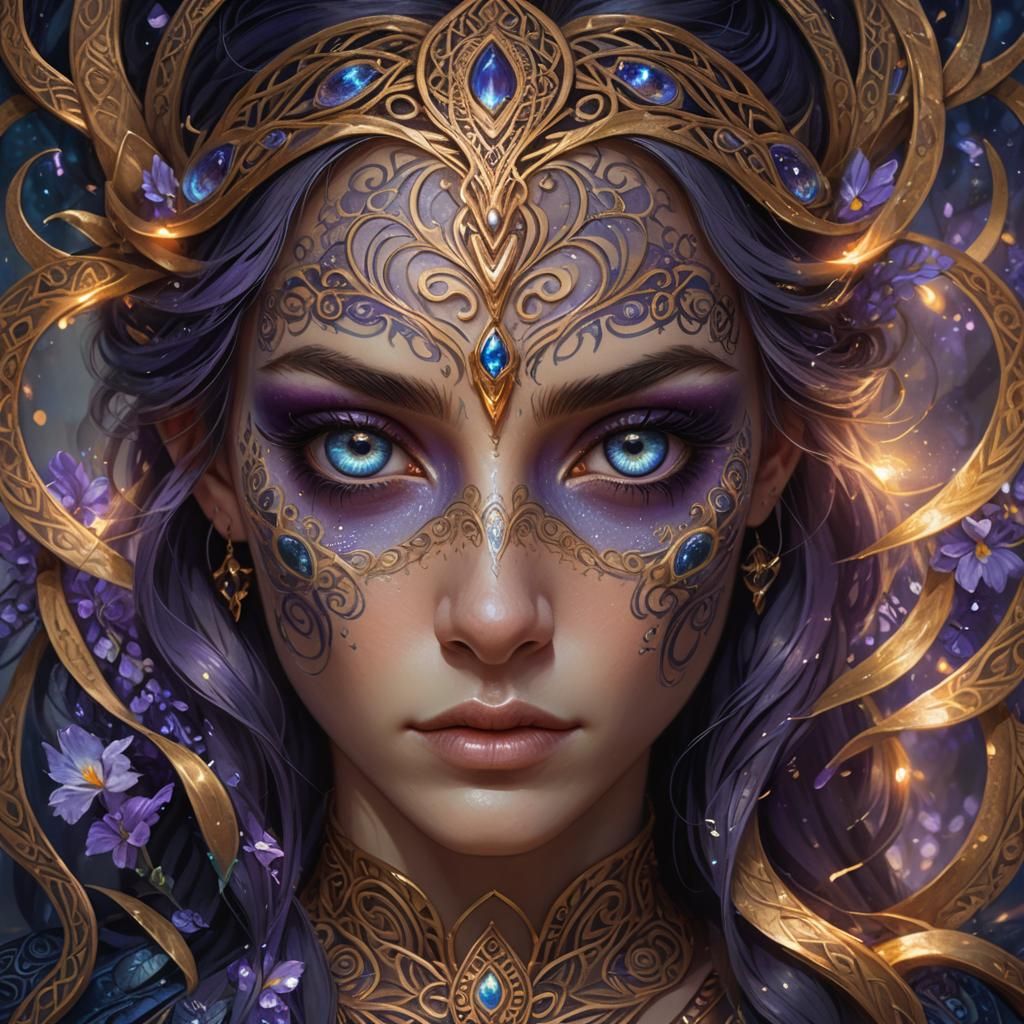 Fantasy Portrait: Swirling Eyes and Celtic Tattoos