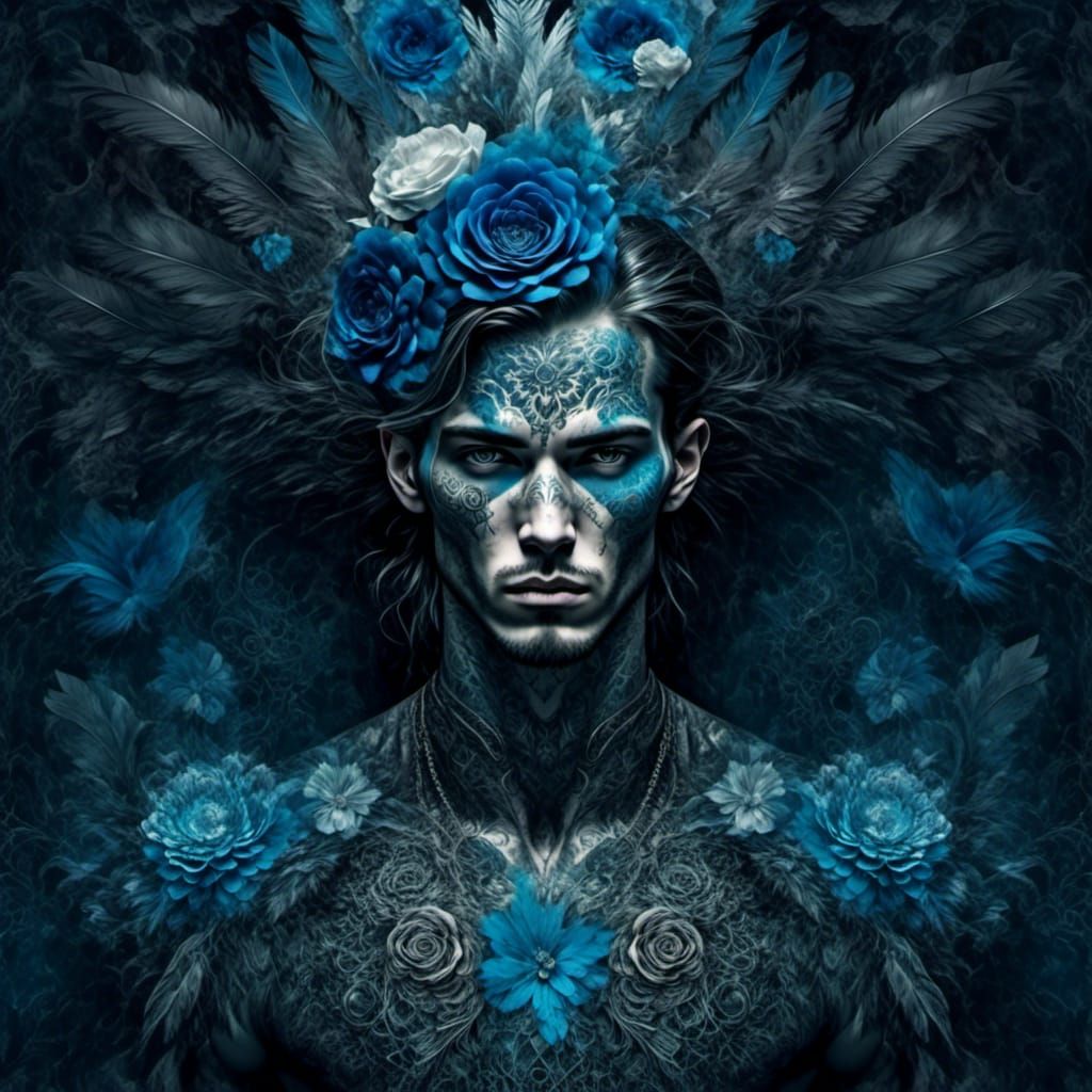 Floral Tattoo Portrait in Grunge Style