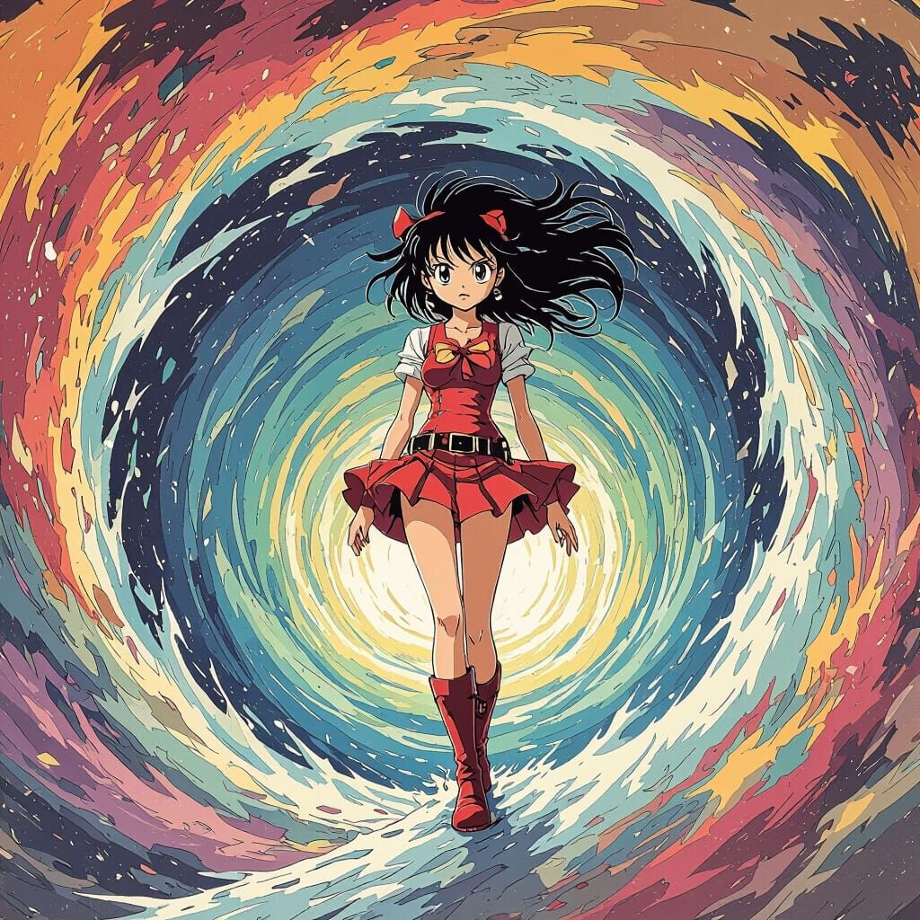 Anime Girl on Vortex Edge in Trigun Style