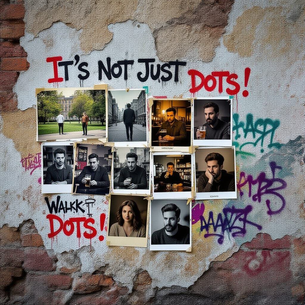 Urban Collage on Ruined Wall with Graffiti Art