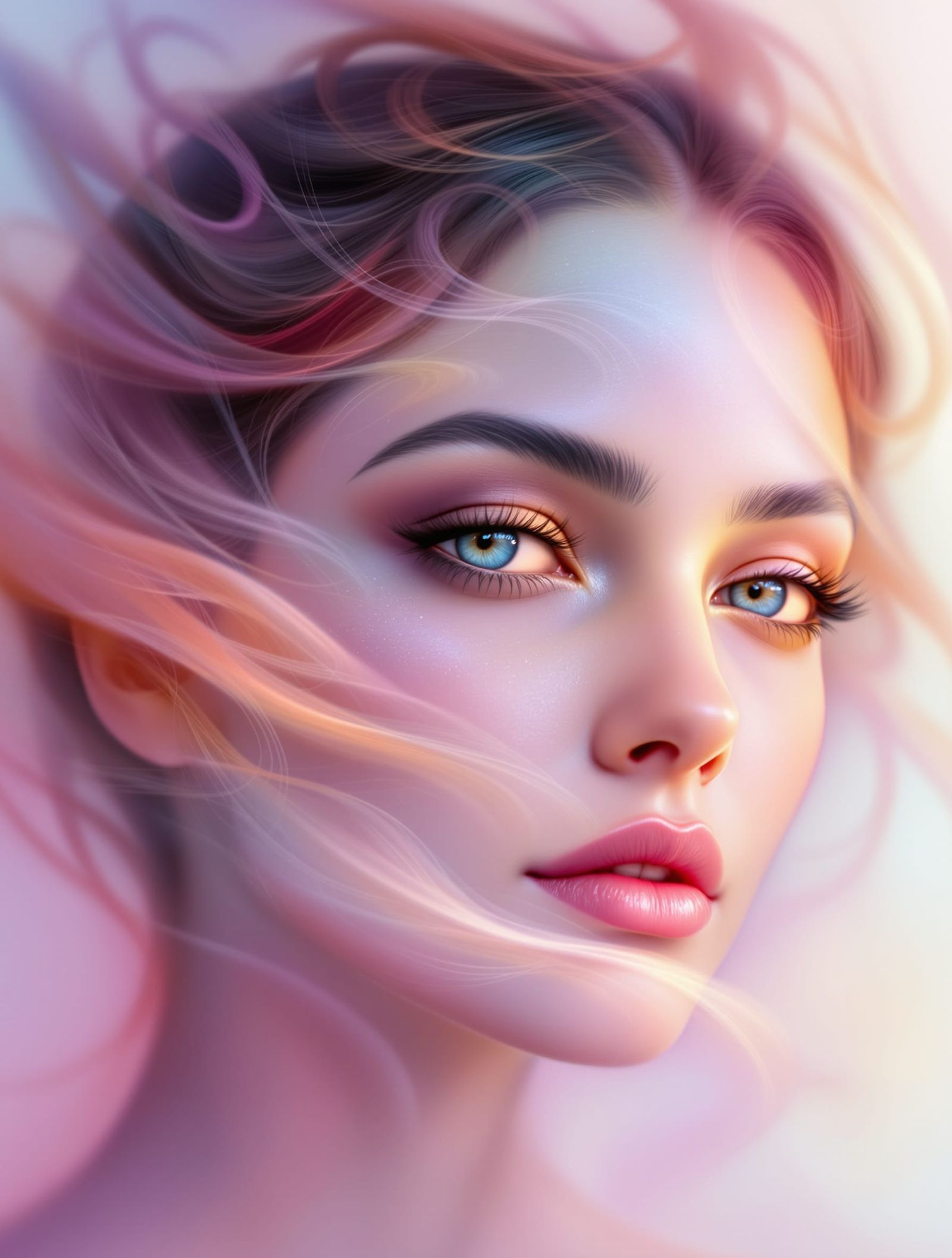 Ethereal Woman Portrait in Airbrush Style