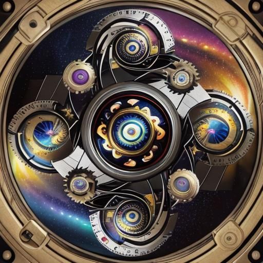 Photorealistic 3D Eyes with Gears and Galactic Elements