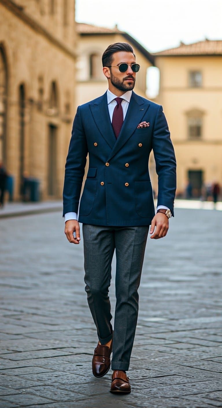 Sophisticated Gentleman Strolls Through Florence