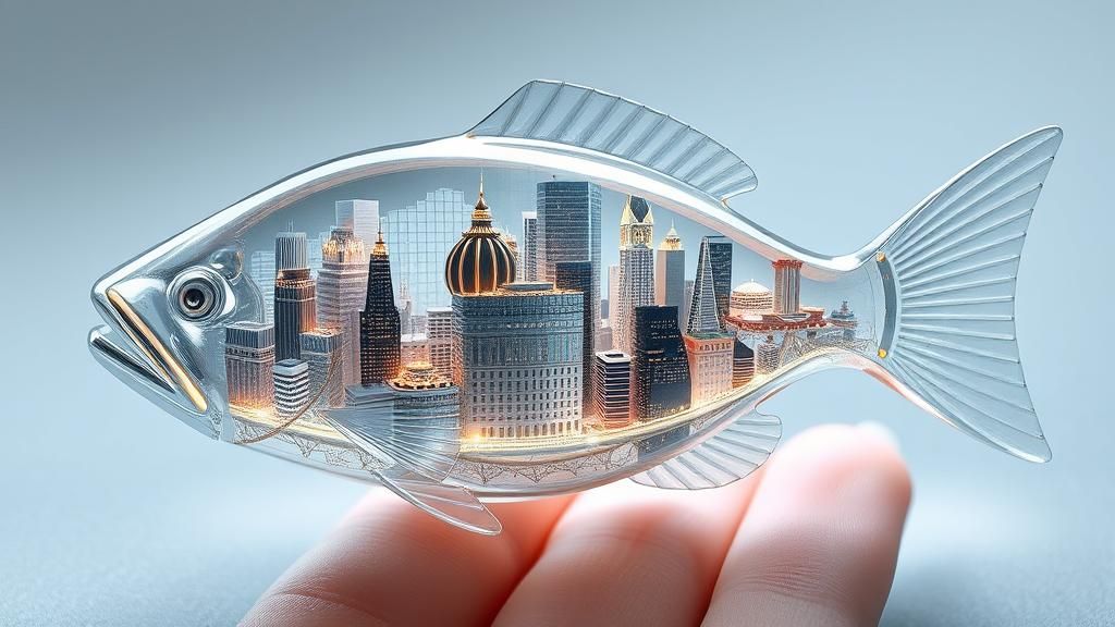 Metropolis Inside Translucent Fish, Futuristic Cityscape