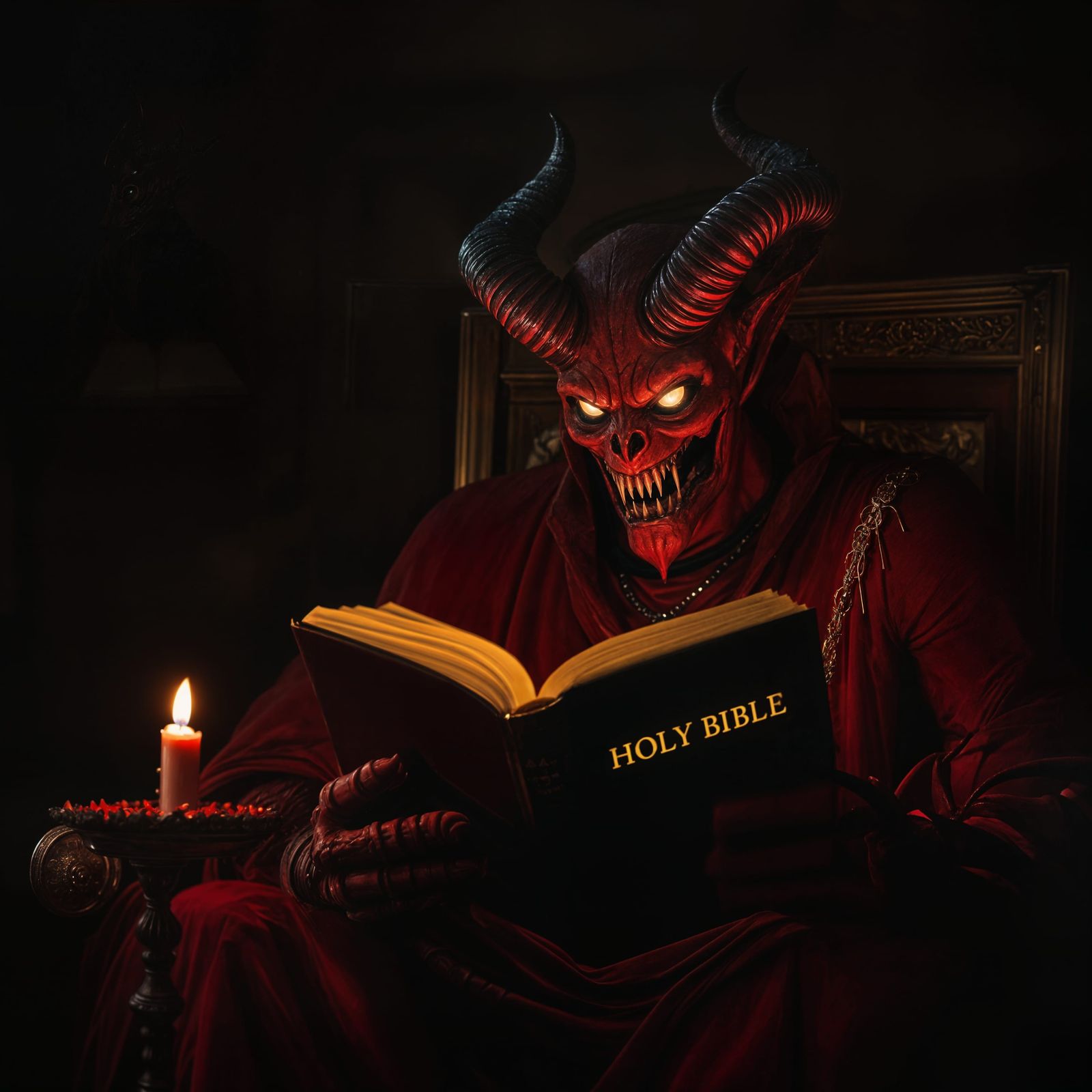 Sinister Creature Reads from the HOLY BIBLE in a Haunting Ca...