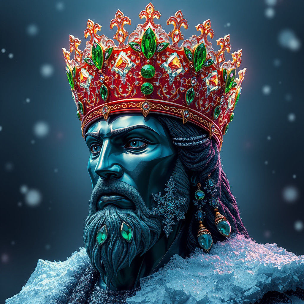 Icy Emerald and Diamond Crown: A Regal Portrait