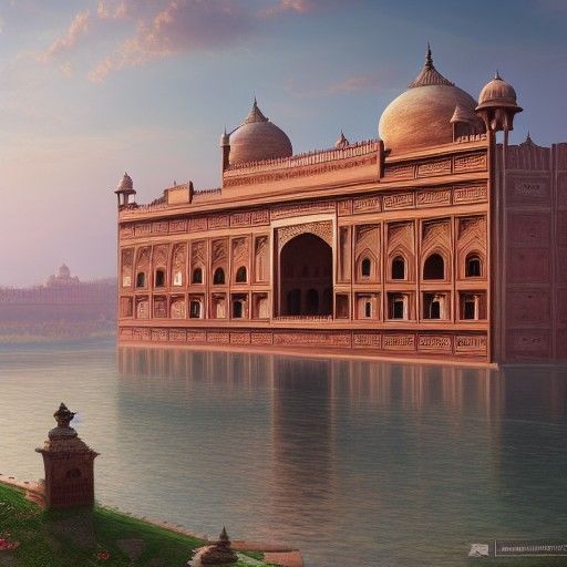 Agra Fort Landscape in Photorealistic Matte Painting Style