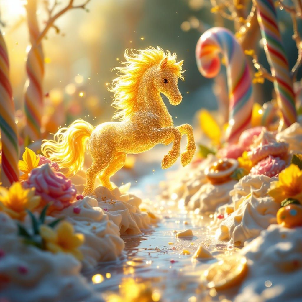 Crystalline Peanut Brittle Pony Leaps in Candyland