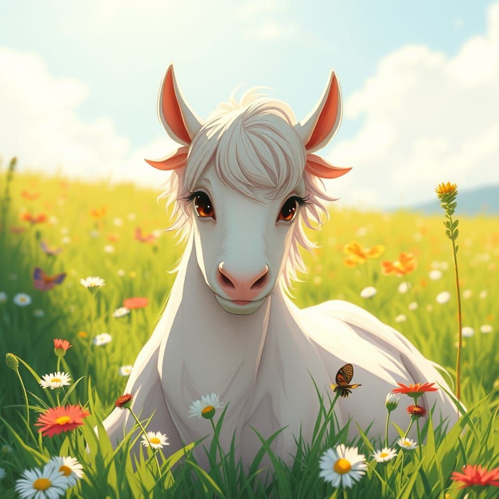 Fluffy Sheep in Sunny Pasture, Animated Style