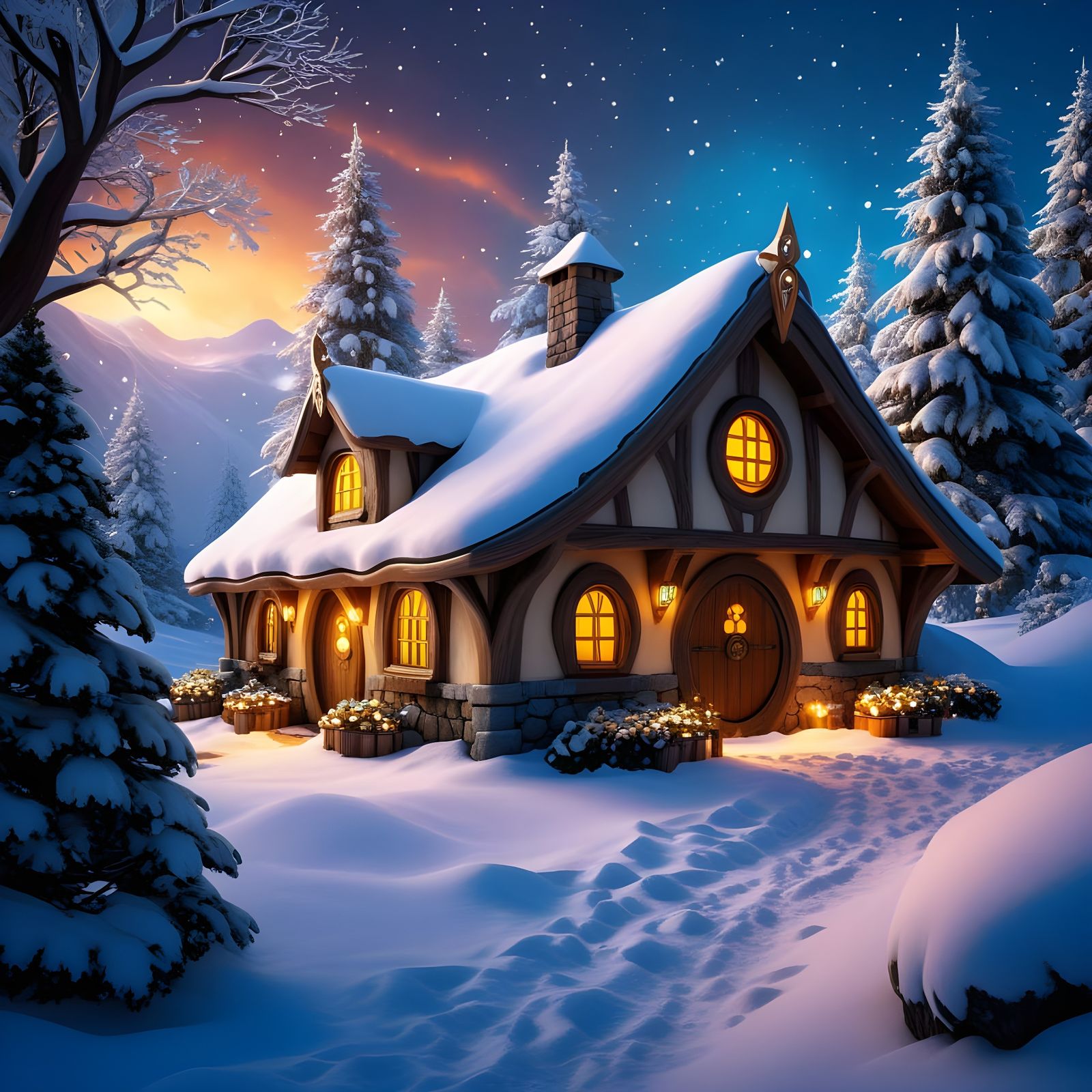 Whimsical Winter Wonderland Hobbit Home