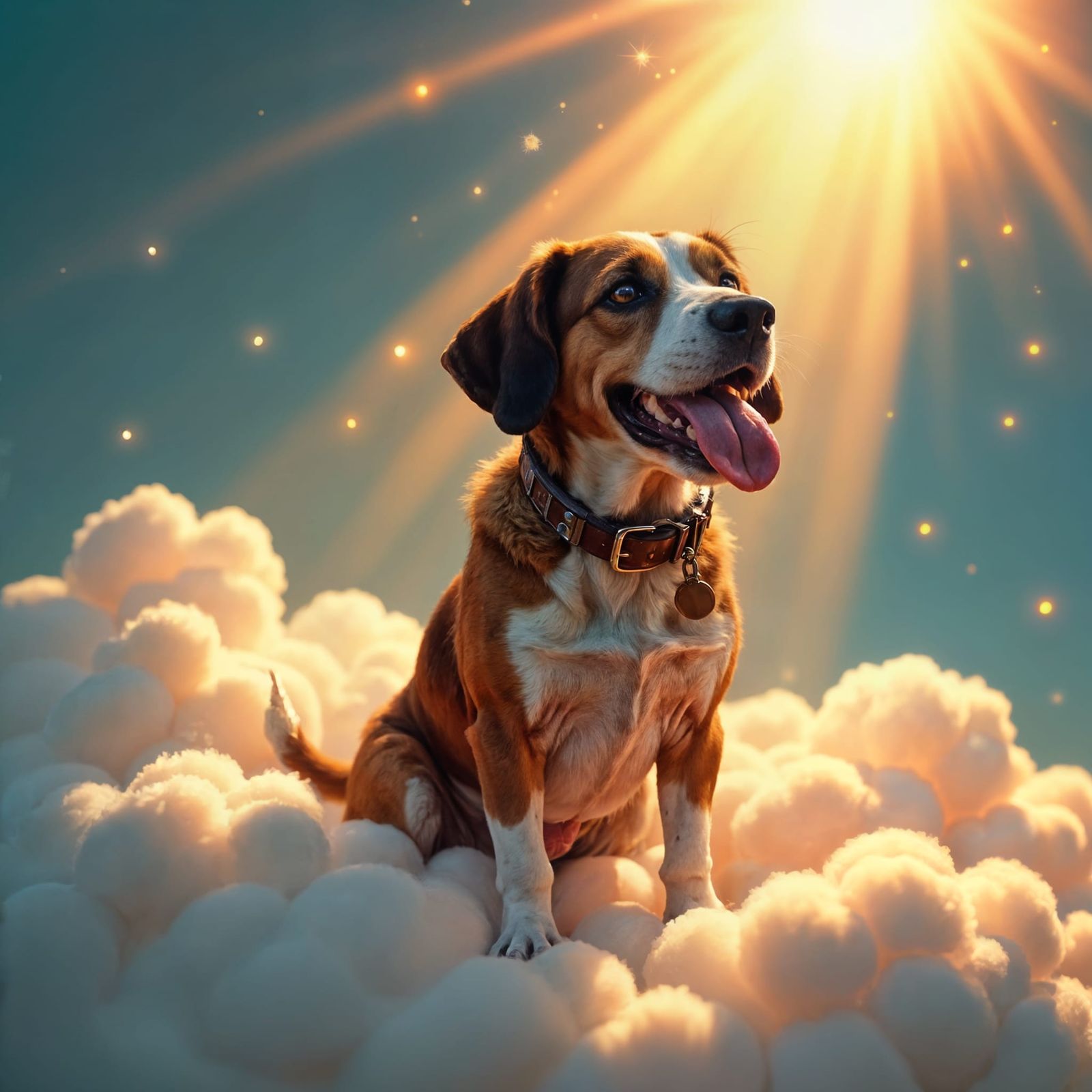 Hyperrealistic Hound Dog Ascends to Heaven