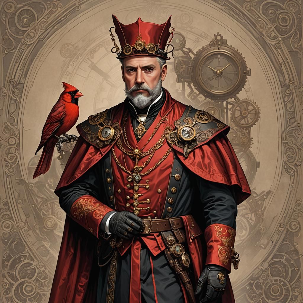 Steampunk Cardinal in Victorian Style