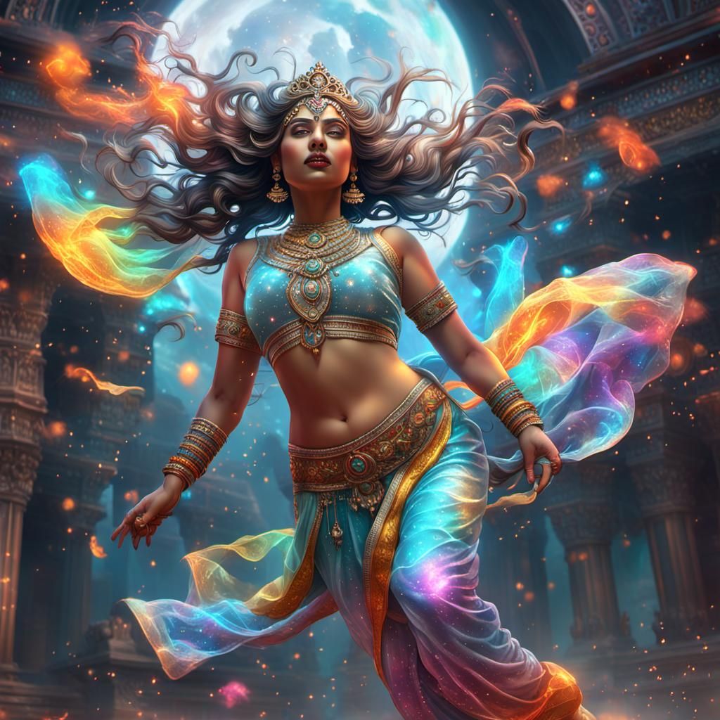 Goddess in Silver Pajamas: Detailed Digital Art