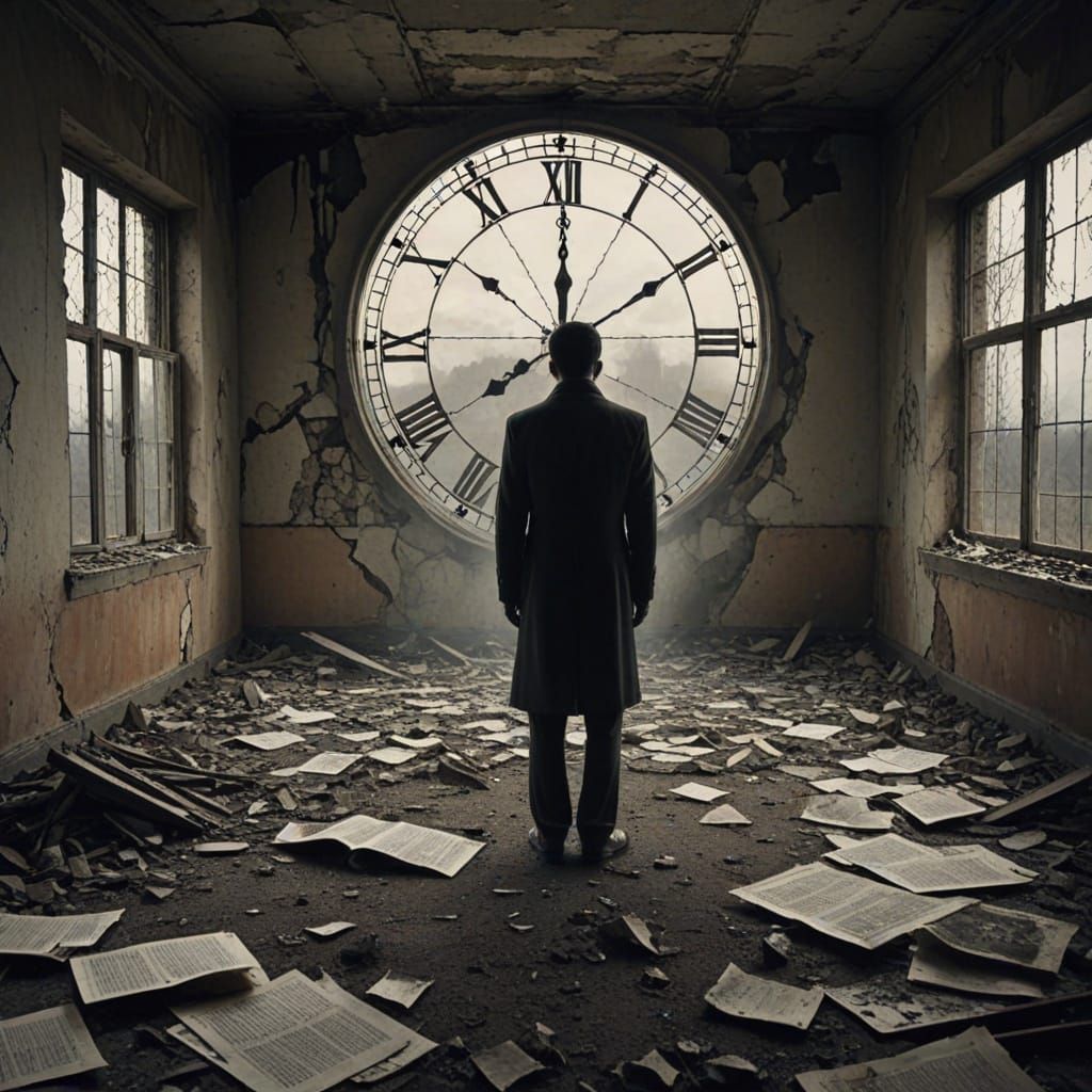 Symbolic Surrealism: Faceless Figure in Light and Darkness