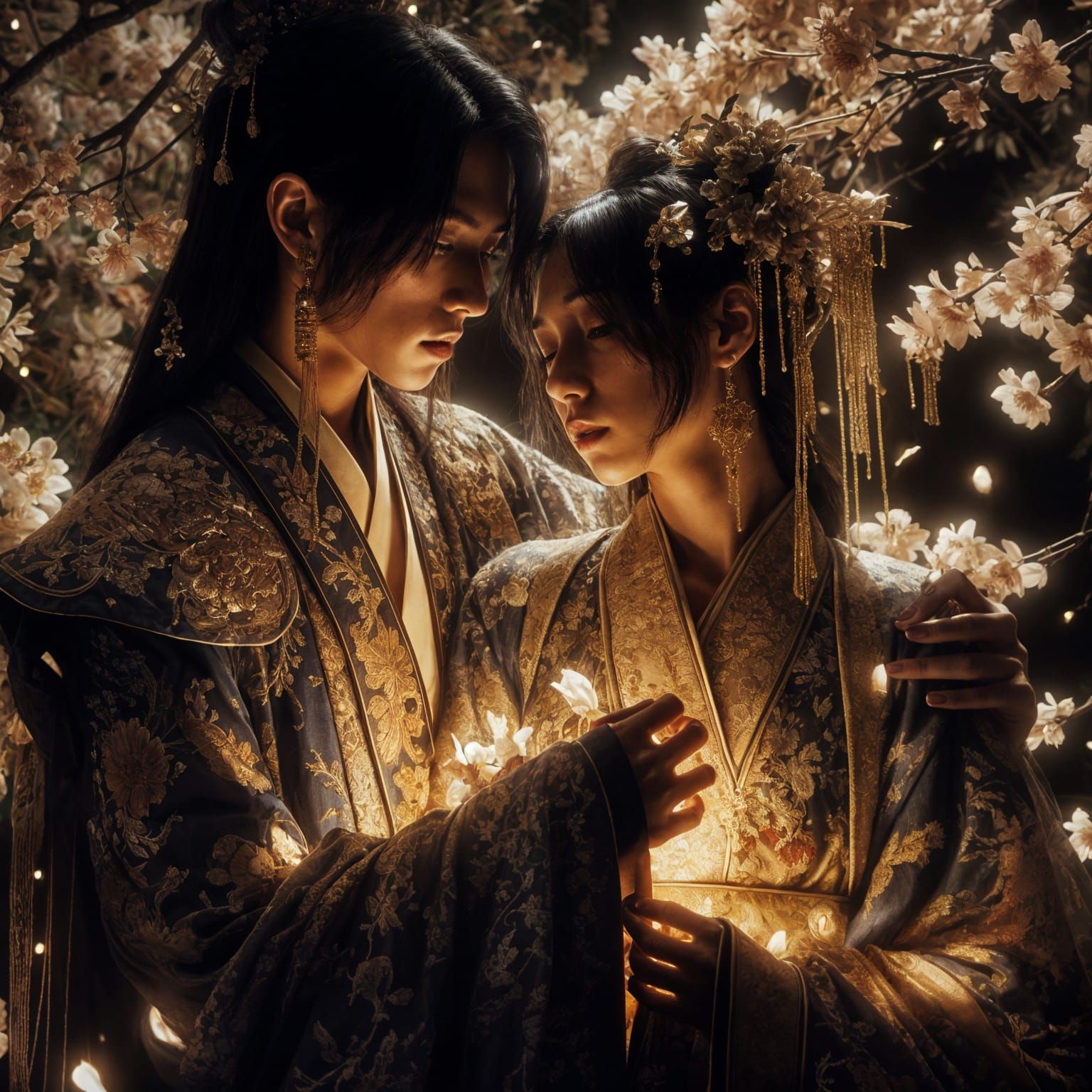 Ming Dynasty Prince and Lover in Blossoms