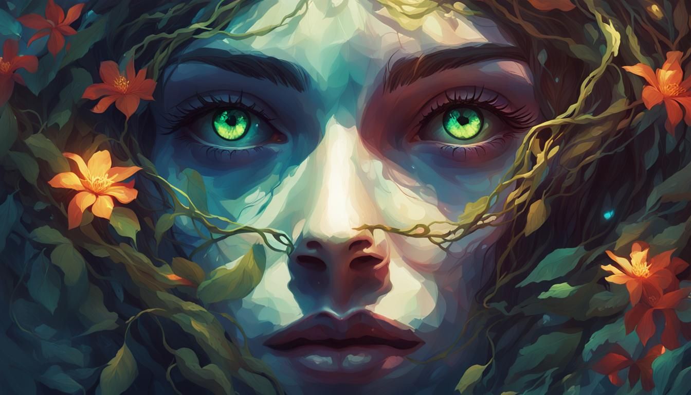 Ethereal Woman in Enchanted Forest Concept Art