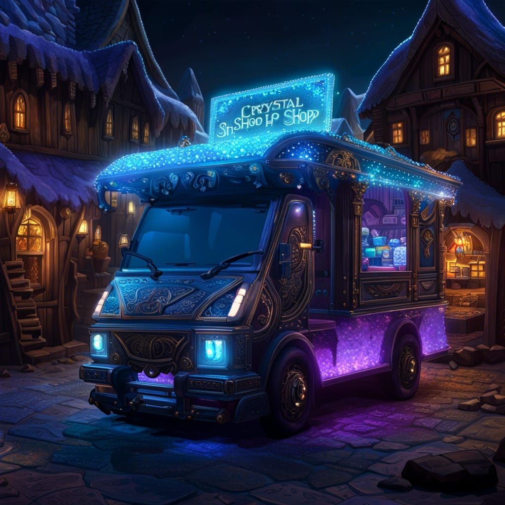 Floating Crystal Shop Truck in Dwarven Village