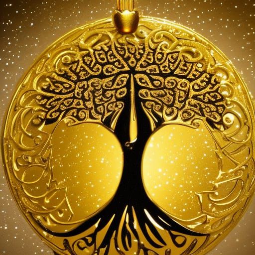 Golden Tree of Life Ornament in Professional Photo