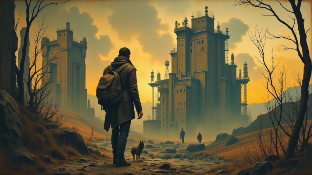 Wanderer Discovers Mysterious Figure in Abandoned City