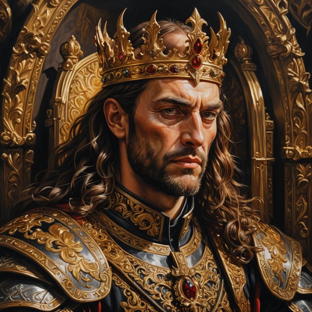 Majestic Fantasy King Portrait in Oil Painting Style