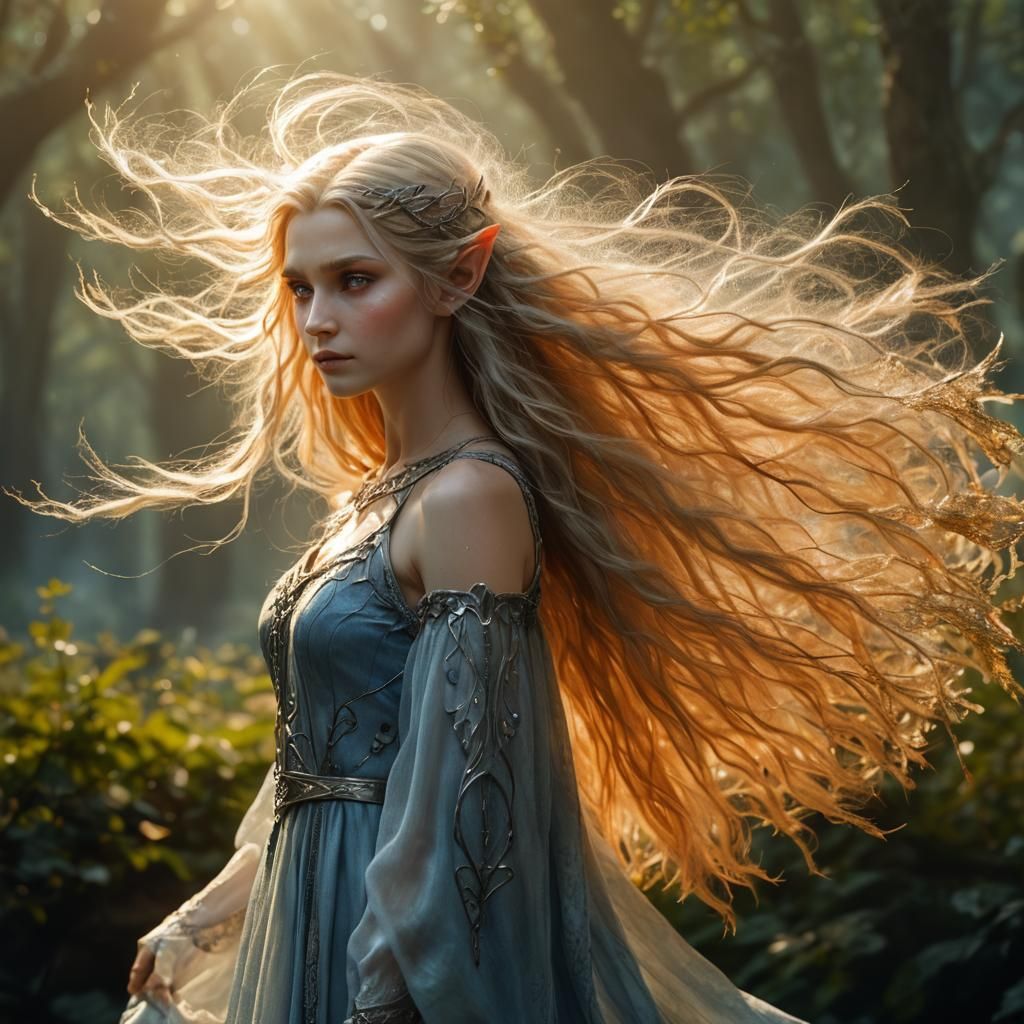 Beautiful Elf Portrait in Lord of the Rings Style