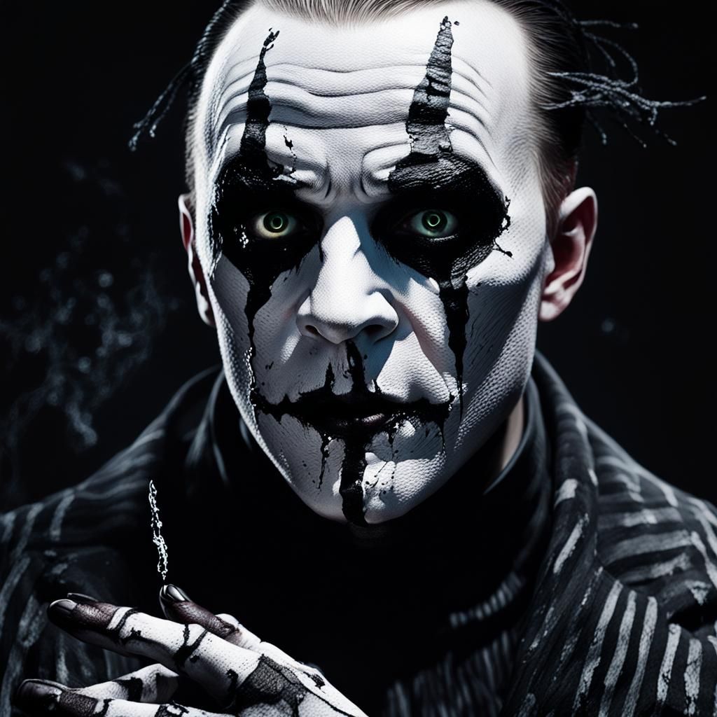 Eerie Shadow Mime Portrait in Dark Fantasy Style