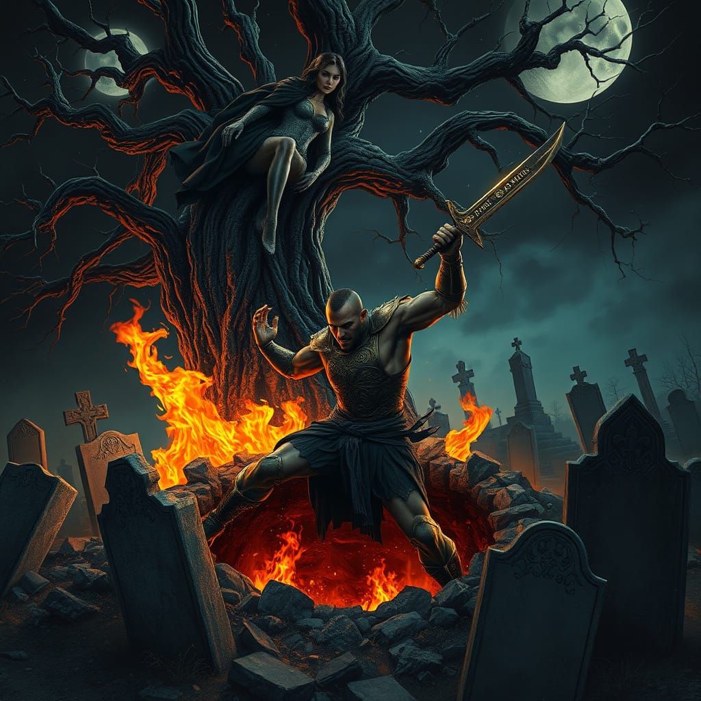 Warrior Escapes Hellish Pit in Ancient Cemetery