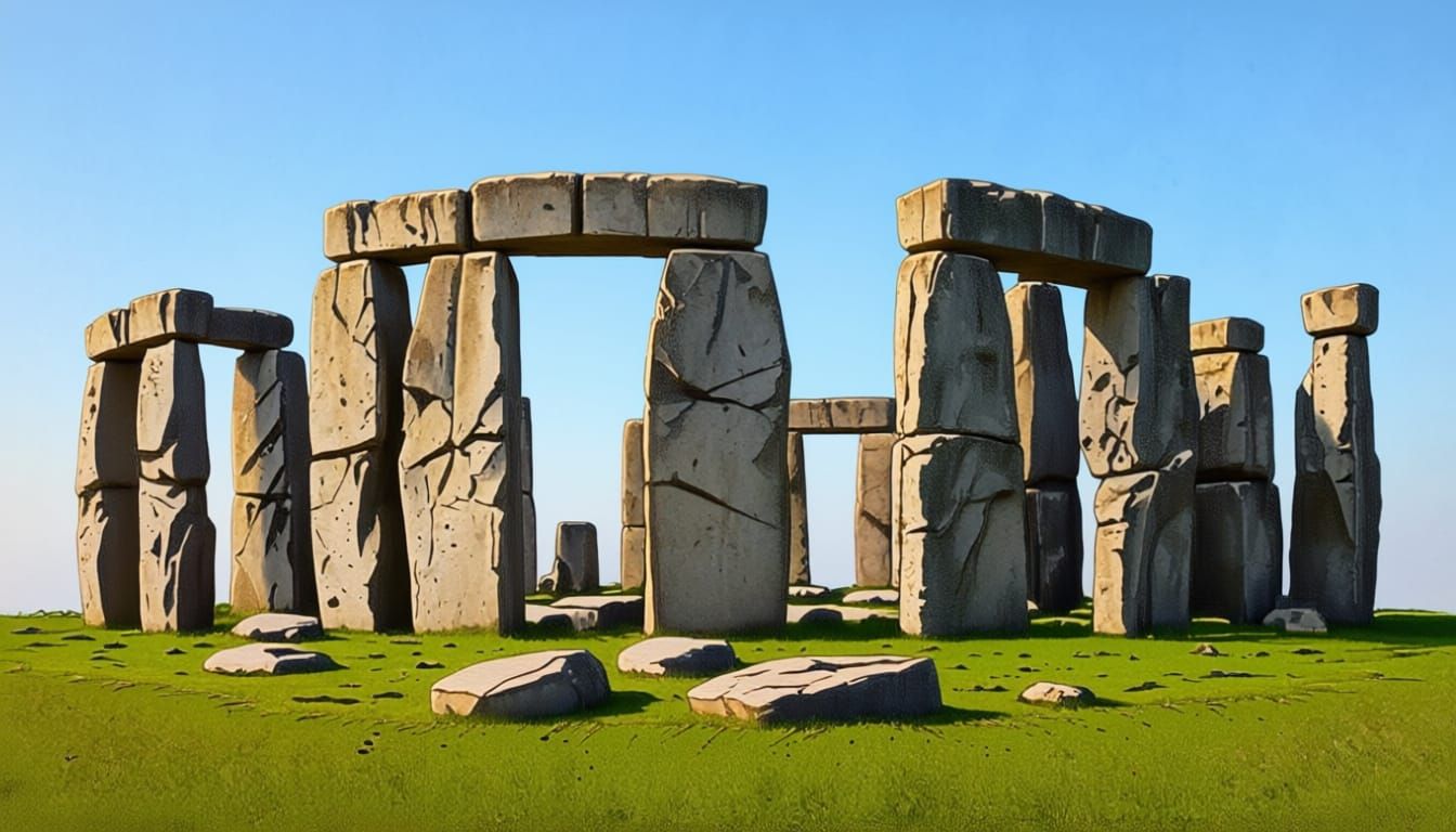 Stonehenge in 18th Century Geometric Ink Drawing