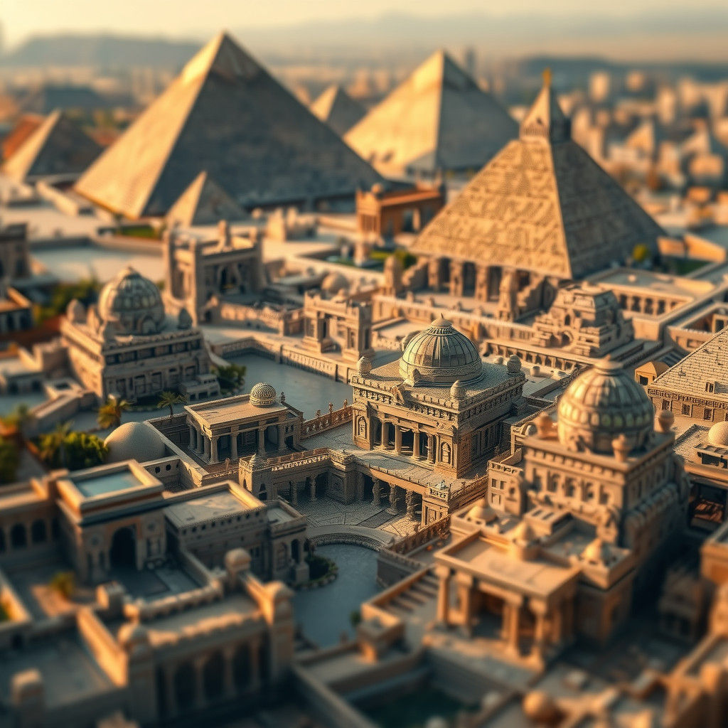 Miniature Ancient Egyptian Cityscape in Tilt-Shift Style