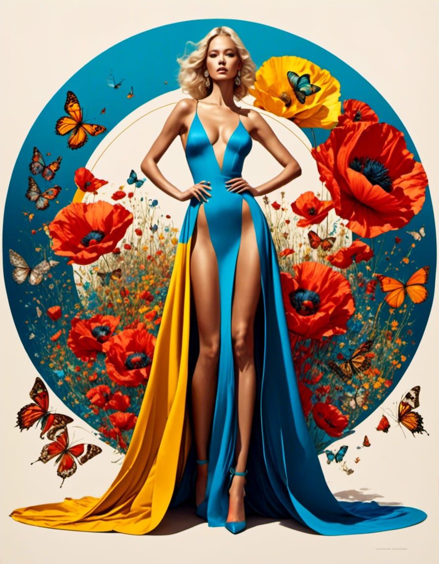 Pop Art Fashion Model in Poppies