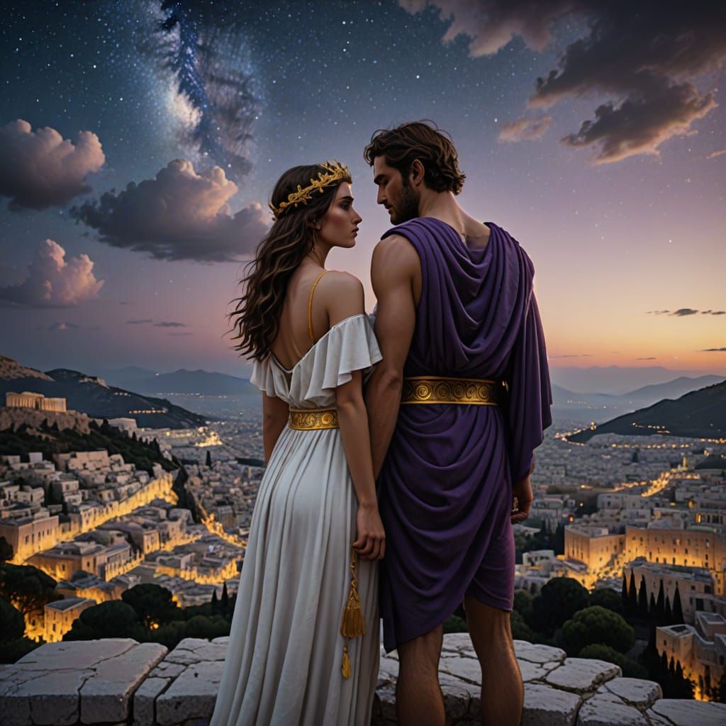 Divine Couple Overlooking Ancient Athens