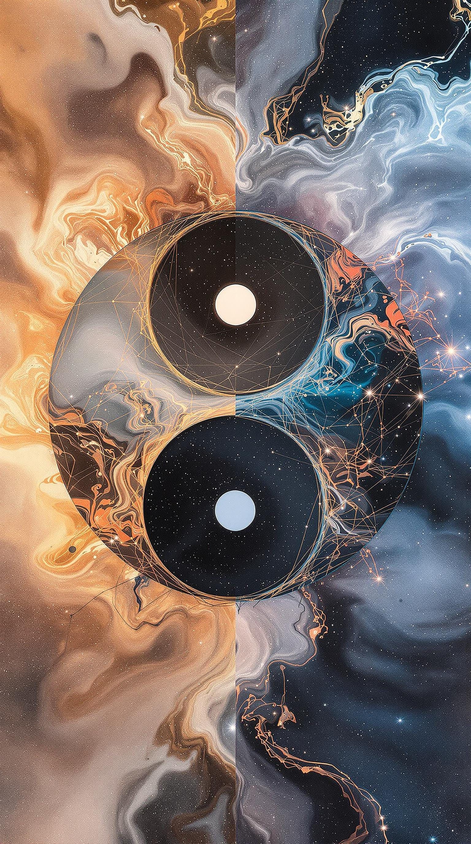 Golden Ratio Yin Yang Duality in Glitch Art