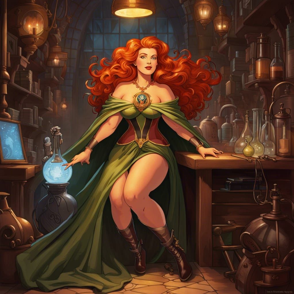 SuperGoddess Materializes in Alchemist's Lab: Detailed Matte...
