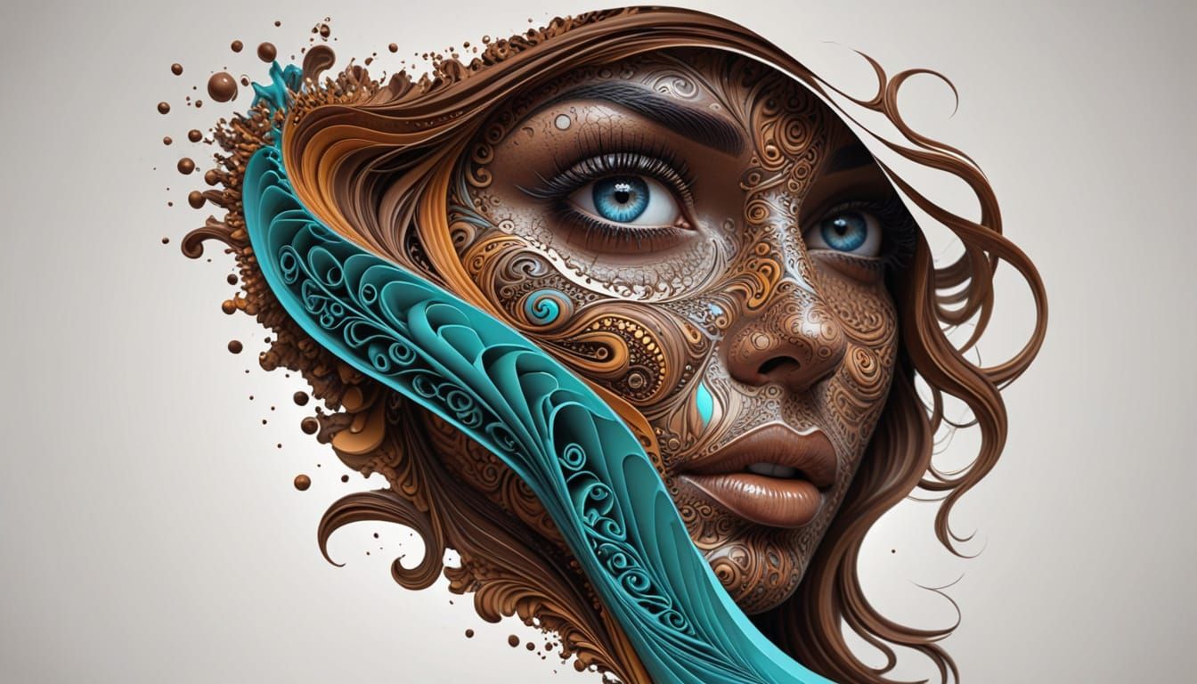 Vibrant Chocolate Portrait of a Beautiful Woman