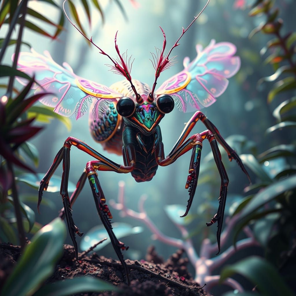 Alien Exoplanet Mantis-Shrimp Orchid-Praying Mantis Peacock...