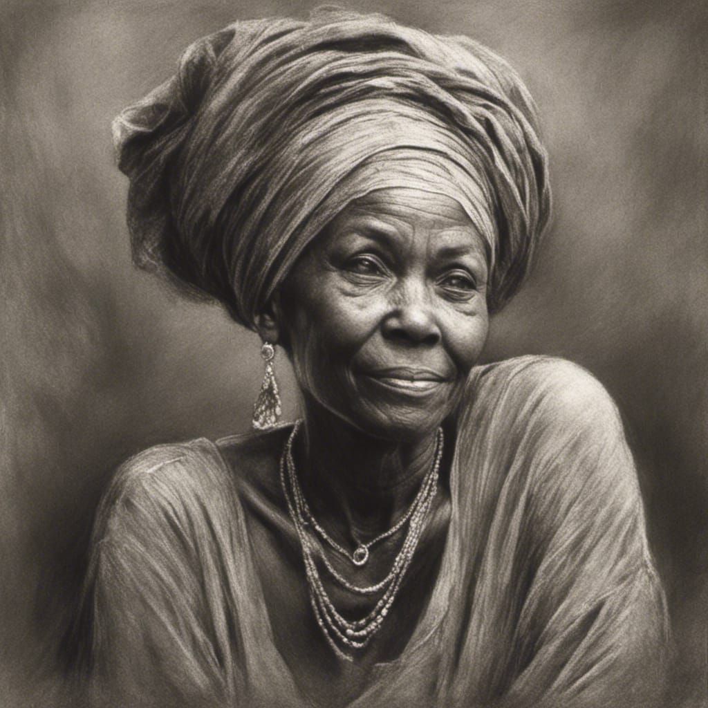 Portrait of Older Black Woman in Chalk and Graphite
